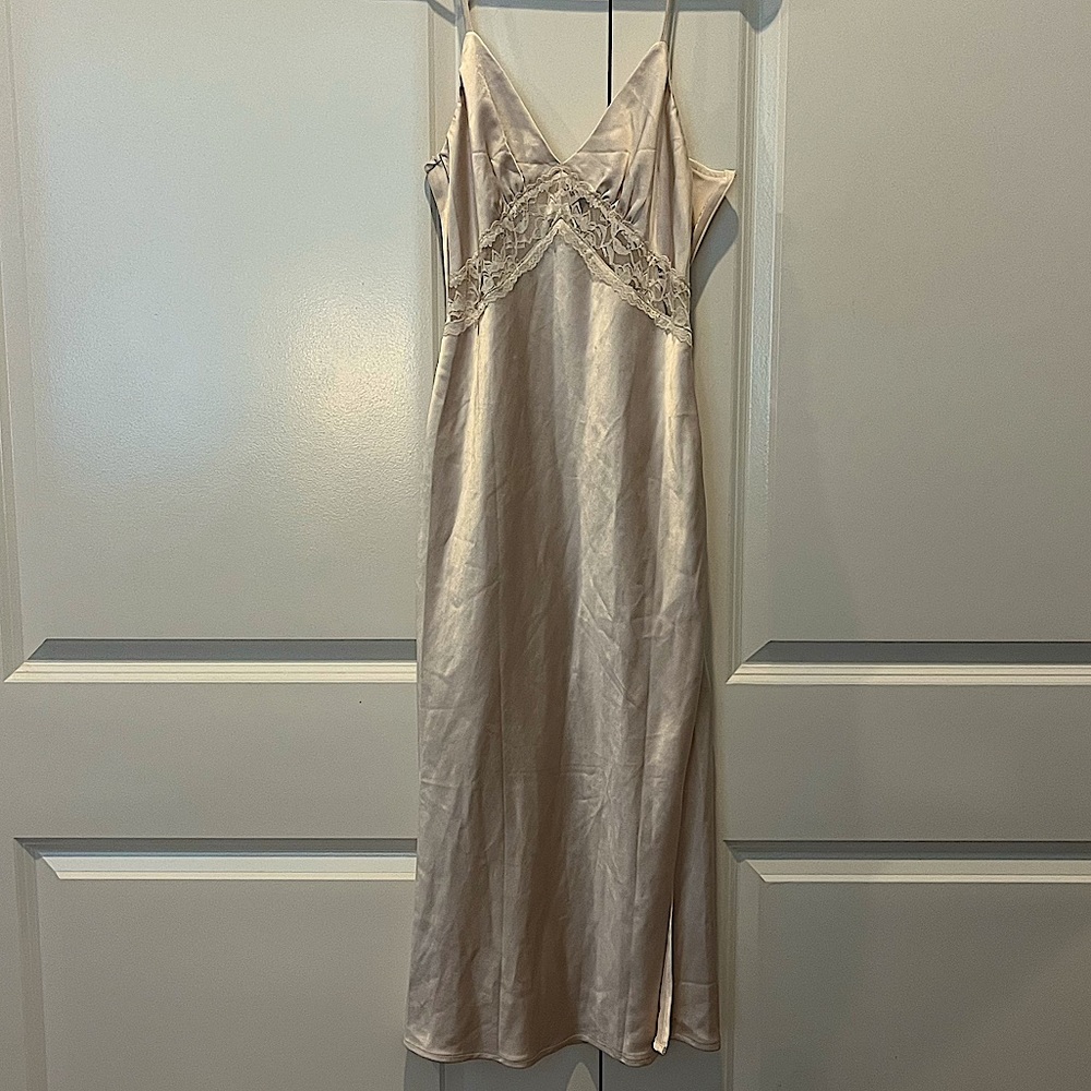NWT Princess Polly Amelia Midi Slip Dress Champagne